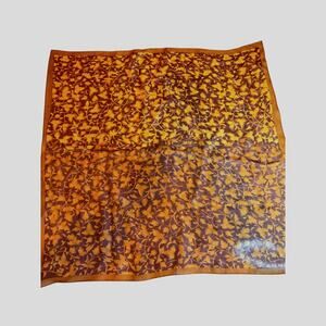 Anne Klein Silk Chiffon Square Neck Scarf Brown Vine Print